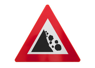 Traffic sign isolated - Falling rocks