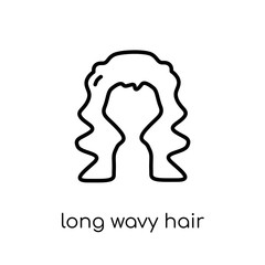 Long wavy hair variant icon. Trendy modern flat linear vector Long wavy hair variant icon on white background from thin line Human Body Parts collection