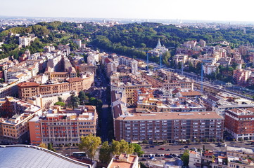Obraz premium View of Rome from the of Saint Peter basilica, Vativcn city, Rome, Italy