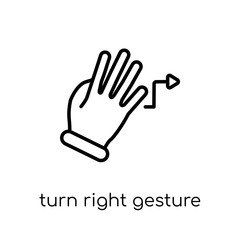 Turn Right gesture icon. Trendy modern flat linear vector Turn Right gesture icon on white background from thin line Hands and guestures collection