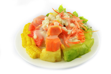 salad plate with fruit and vegetable healthy food