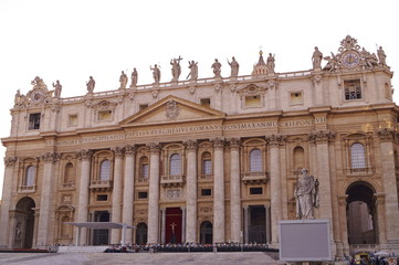 Fototapeta na wymiar Facade of Saint Peter basilica, Vativcn city, Rome, Italy
