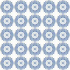 Indigo blue hand drawn vector seamless pattern. Porcelain - style surface design for fabric, wrapping paper or backdrop.