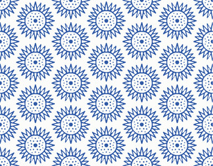 Indigo blue hand drawn vector seamless pattern. Porcelain - style surface design for fabric, wrapping paper or backdrop.