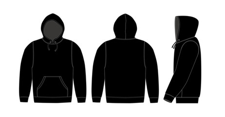 Illustration of hoodie (hooded sweatshirt) / black - obrazy, fototapety, plakaty