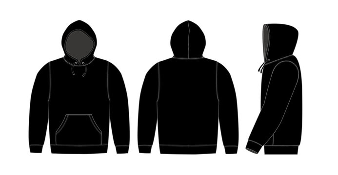 Black Hoodie Template Front Back And Side