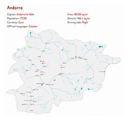 Detailed map and infographic of Andorra