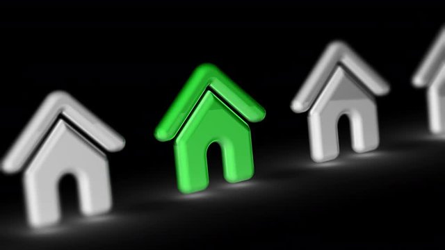 House icon. Looping footage has 4K resolution. Prores 4444. 3D Illustration.