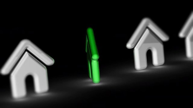 House icon. Looping footage has 4K resolution. Prores 4444. 3D Illustration.
