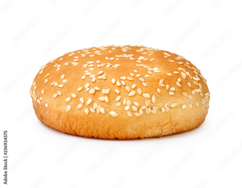 Wall mural hamburger buns with sesame isolated on white background