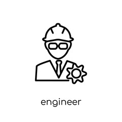 Obraz na płótnie Canvas Engineer icon. Trendy modern flat linear vector Engineer icon on white background from thin line Professions collection