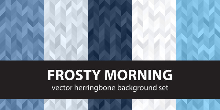 Herringbone pattern set Frosty Morning. Vector seamless parquet backgrounds
