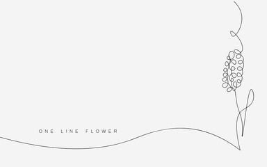 Spring flowers background. Continuous line drawing. Vector illustration
