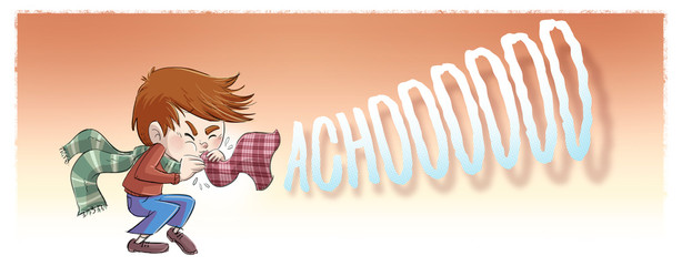 niño resfriado estornudando