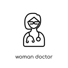 Woman Doctor icon. Trendy modern flat linear vector Woman Doctor icon on white background from thin line Ladies collection