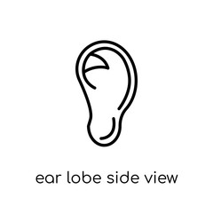 Ear lobe side view icon. Trendy modern flat linear vector Ear lobe side view icon on white background from thin line Human Body Parts collection