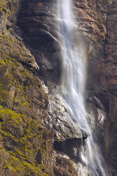Detailed view of waterfall of Gavarnie, long exposition, Pyrenees Occidentales, France