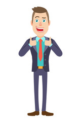 Businessman showing thumb up