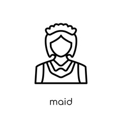 Maid icon. Trendy modern flat linear vector Maid icon on white background from thin line Professions collection
