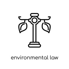 environmental law icon. Trendy modern flat linear vector environmental law icon on white background from thin line law and justice collection