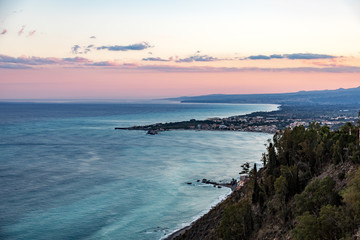 Fototapeta na wymiar Sunset at Taormina Sicily