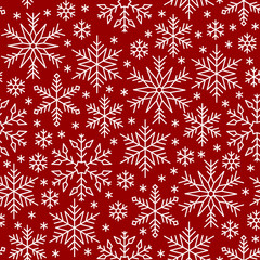 Fototapeta na wymiar Snow flake line seamless pattern winter background
