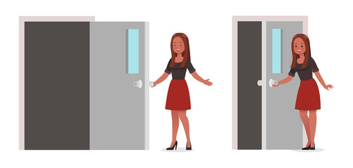 Business Woman showing different gestures character vector design. no8