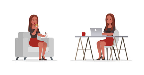Fototapeta premium Business Woman showing different gestures character vector design. no13