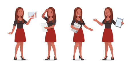 Business Woman showing different gestures character vector design. no14