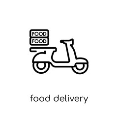 food delivery icon. Trendy modern flat linear vector food delivery icon on white background from thin line general collection