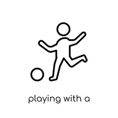 Playing with a Ball icon. Trendy modern flat linear vector Playing with a Ball icon on white background from thin line People collection