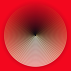 foggy circular symbol with concentric waves in gold red