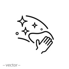hand wiping with cloth vector icon