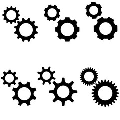 Gear icon, logo on white background