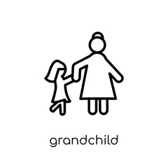 grandchild icon. Trendy modern flat linear vector grandchild icon on white background from thin line family relations collection