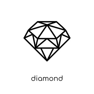 Diamond icon. Trendy modern flat linear vector Diamond icon on white background from thin line Luxury collection