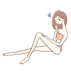 スネ毛に悩む女性　全身