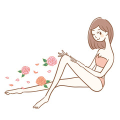 美脚の女性　フローラルの香り