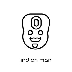 indian Man icon. Trendy modern flat linear vector indian Man icon on white background from thin line india collection