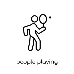 People playing Tennis icon icon. Trendy modern flat linear vecto