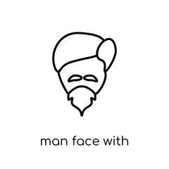 Man face with goatee icon. Trendy modern flat linear vector Man face with goatee icon on white background from thin line People collection