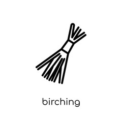 Birching icon. Trendy modern flat linear vector Birching icon on white background from thin line sauna collection
