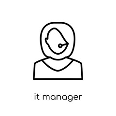 IT Manager icon. Trendy modern flat linear vector IT Manager icon on white background from thin line Professions collection