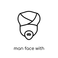 Man face with turban and beard icon. Trendy modern flat linear v