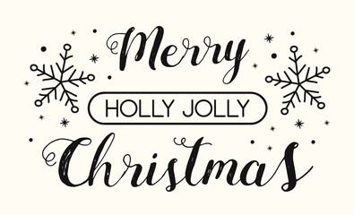 Christmas typography with decorative ornaments. Vector.