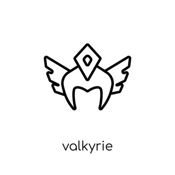 Valkyrie icon. Trendy modern flat linear vector Valkyrie icon on white background from thin line Fairy Tale collection