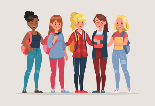 young women student character vector design