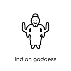 indian Goddess icon. Trendy modern flat linear vector indian Goddess icon on white background from thin line india collection