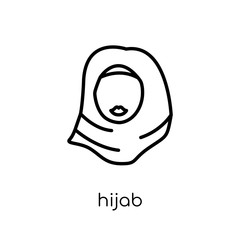 Hijab icon. Trendy modern flat linear vector Hijab icon on white background from thin line Religion collection