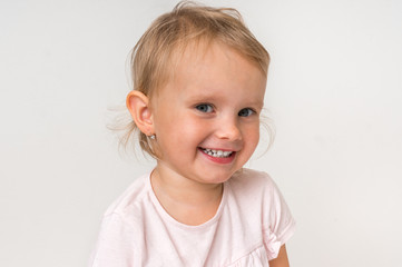Fototapeta premium Beautiful smiling baby on isolated background